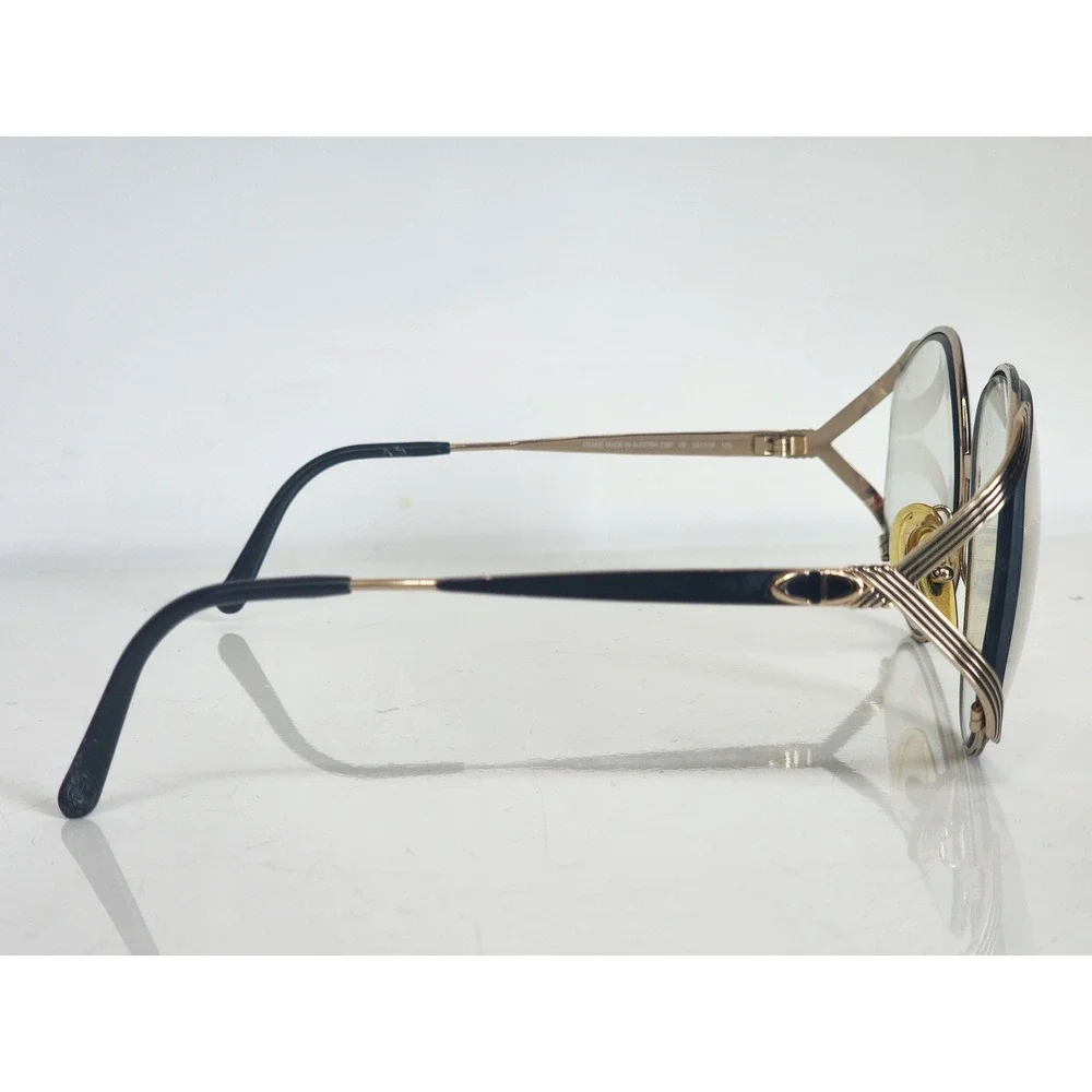Christian Dior 2387 Vintage Oversized Gold Black Eyeglass Frames Austria 58-16